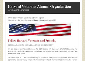 Sample Email Campaign: Harvard Veterans